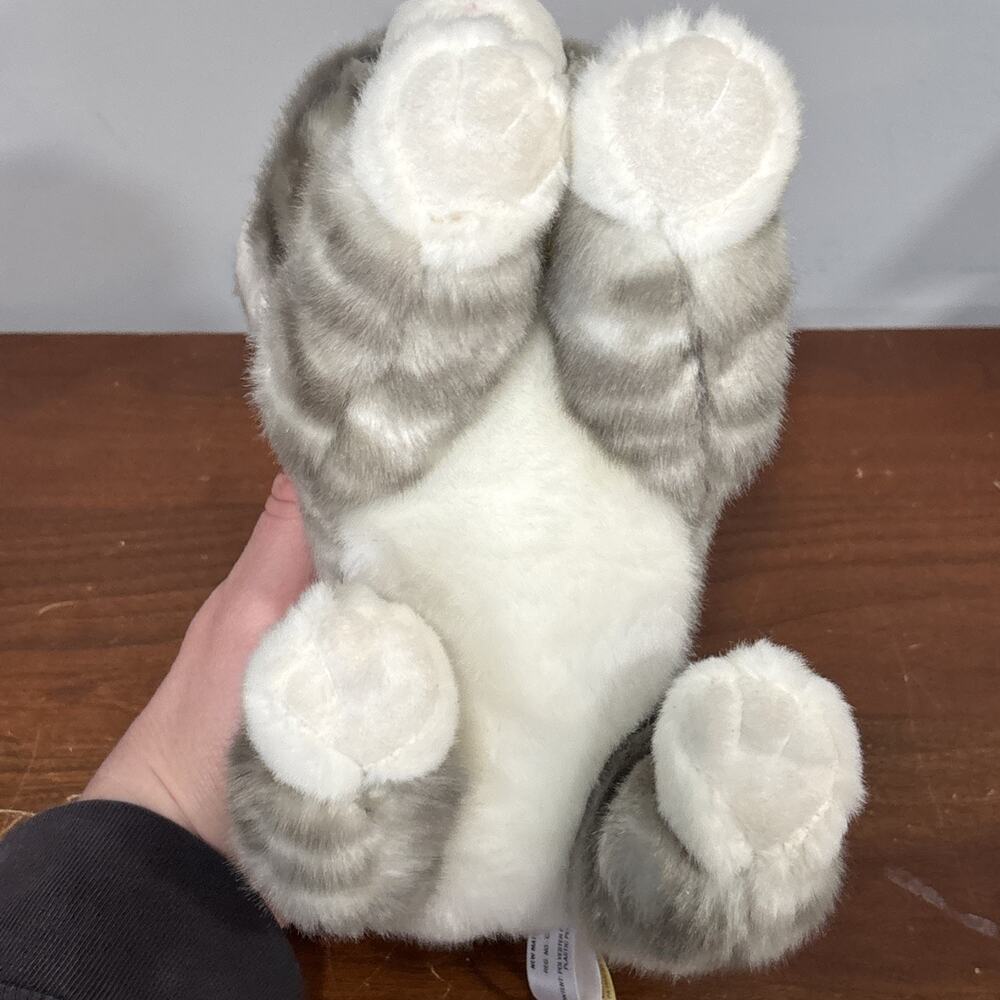 Aurora Miyoni Tots Gray White Striped Tabby Kitty Cat Plush Stuffed Animal Toy - Picture 9 of 9